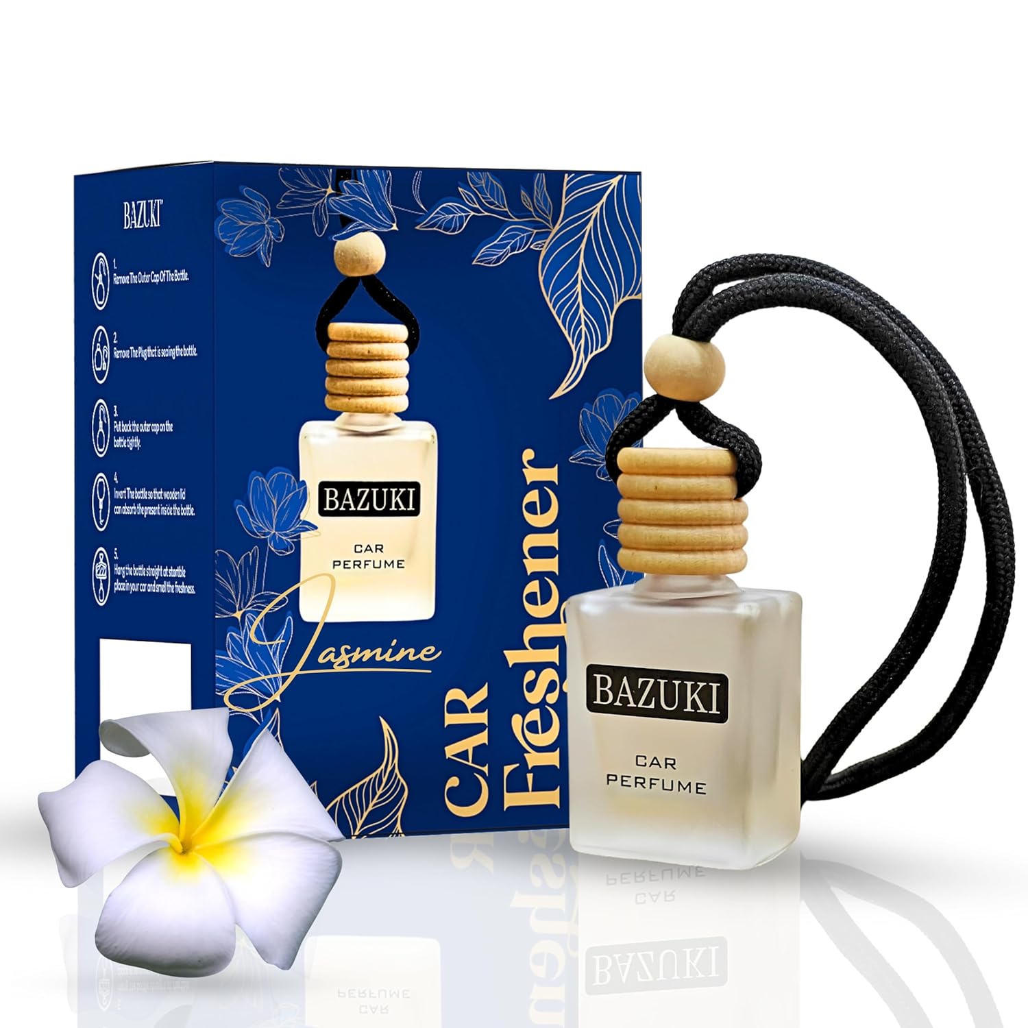 Bazuki Frangipani Car Perfume | Long-Lasting Car Air Freshener Made With Natural Essential Oils For Hanging | car perfumes and fresheners