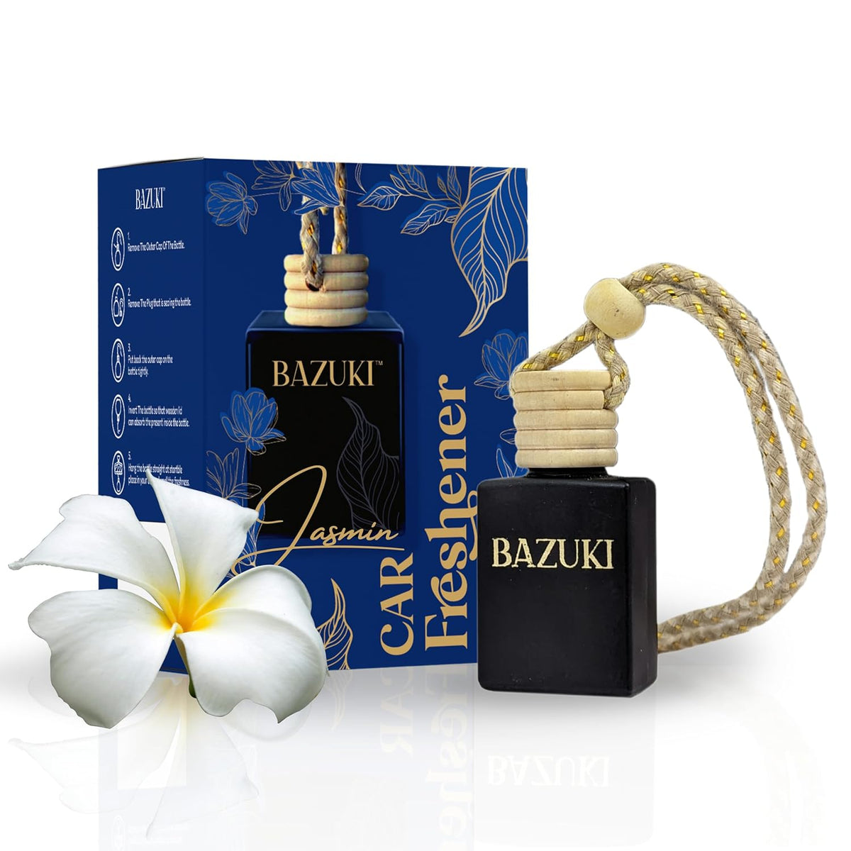 Bazuki Frangipani Car Perfume | Long-Lasting Car Air Freshener Made With Natural Essential Oils For Hanging | car perfumes and fresheners