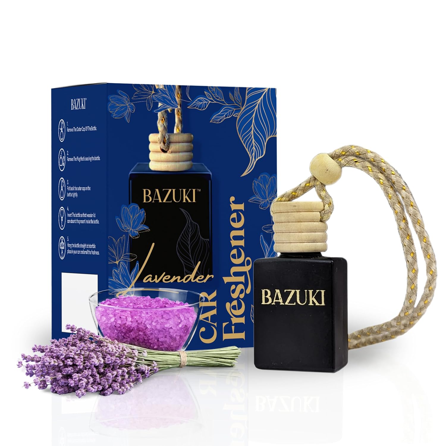 Bazuki Lavender Car Perfume | Long-Lasting Car Air Freshener Made With Natural Essential Oils For Hanging | car perfumes and fresheners